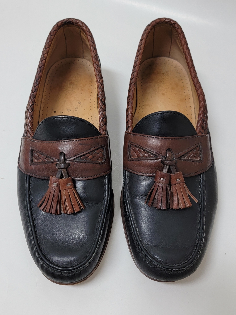 Allen Edmonds Maxfield Men Sz 9D  Black Brown Leather Tassel Loafer Dress Shoes